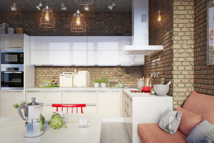 white glossy set in a small kitchen