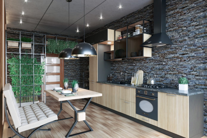 leather sofa in the kitchen