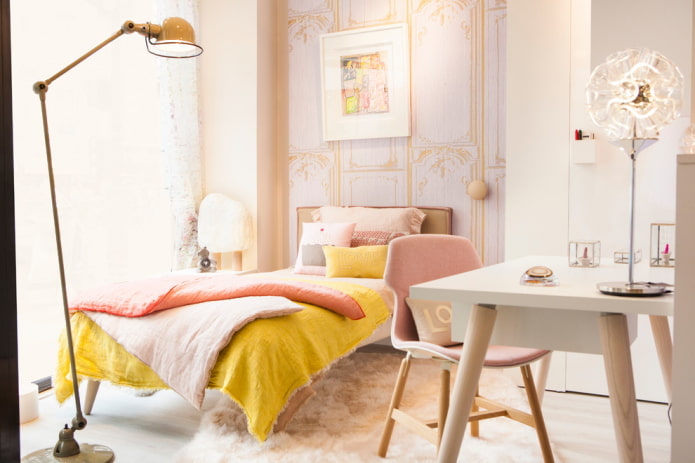 the interior of a teenager's room in a Scandinavian style