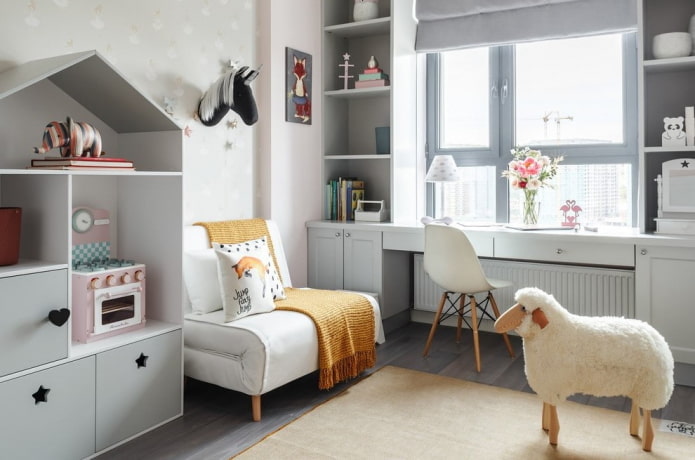 furnishings in the interior of the nursery in the nordic style
