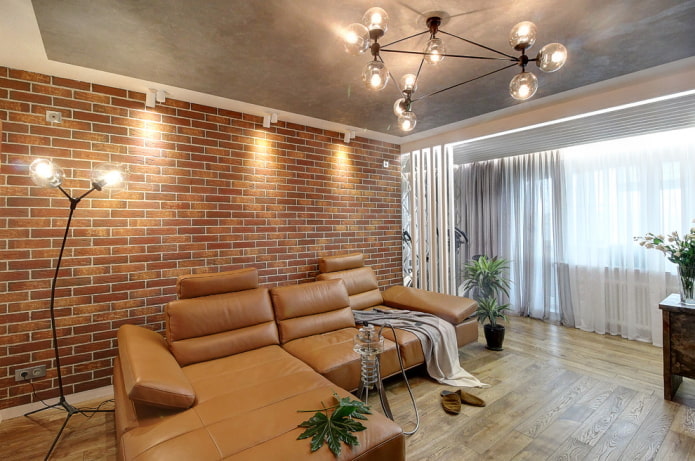 Leather sofa in the living room Leather sofa in the living room