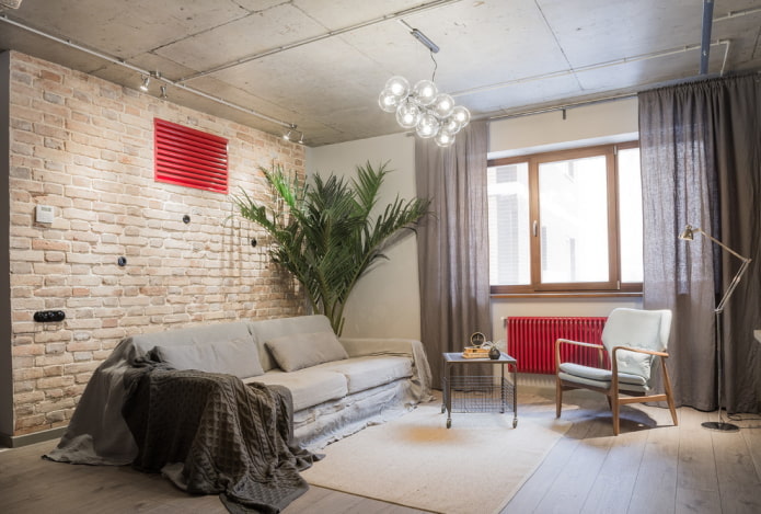 Gray living room and red details Gray living room and red details