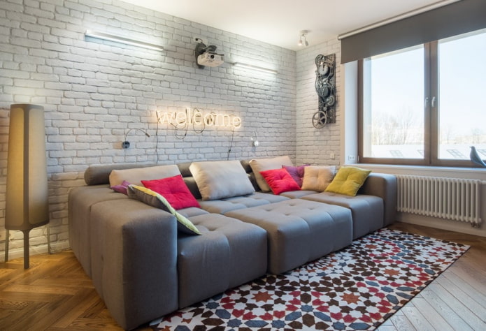 Bright textiles in the living room Bright textiles in the living room