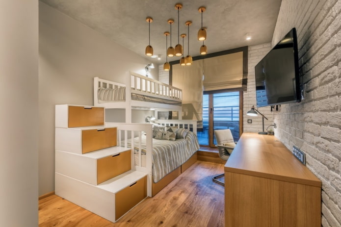 decoration of a children's room in an industrial style
