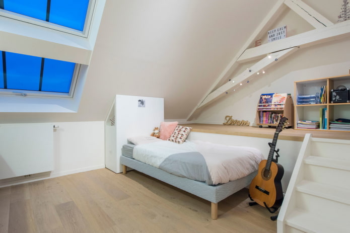 interior of a teenager's room in the loft style
