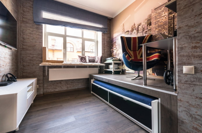 decoration of a children's room in an industrial style