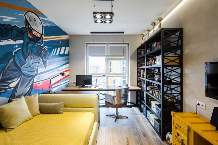 interior of a teenager's room in the loft style
