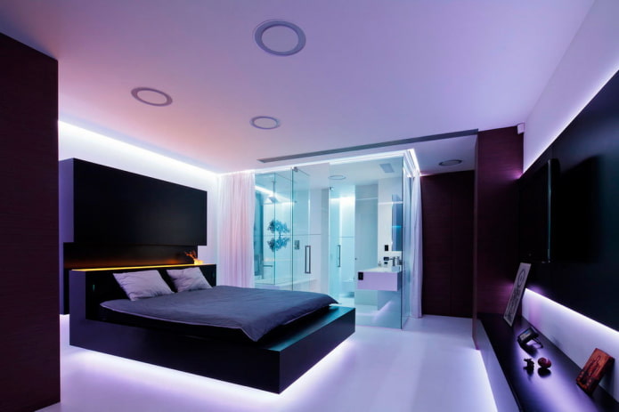 furniture in the interior of the bedroom in high-tech style