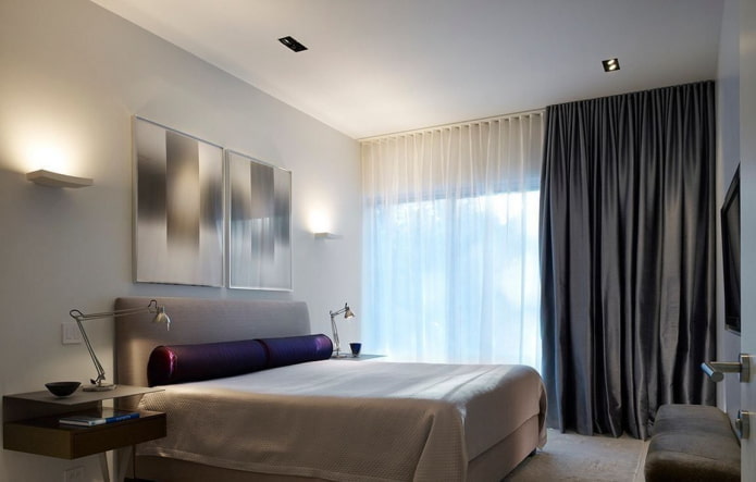 decor in the bedroom in high-tech style