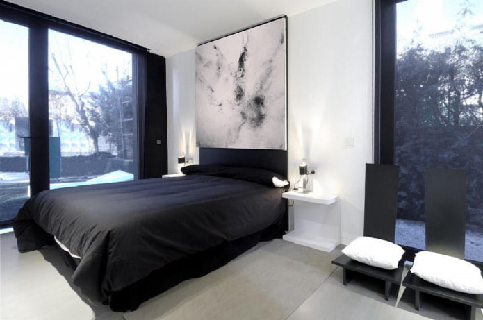 decor in the bedroom in high-tech style