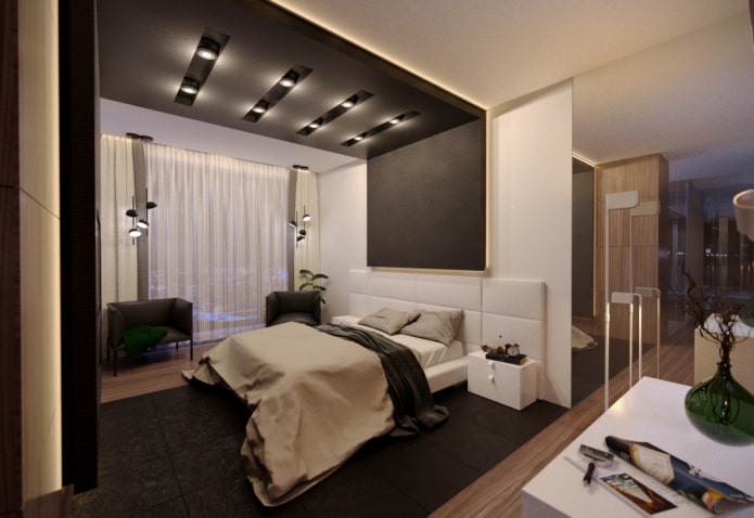decor in the bedroom in high-tech style