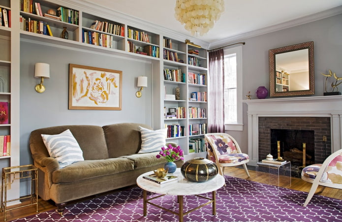living room interior in eclectic style