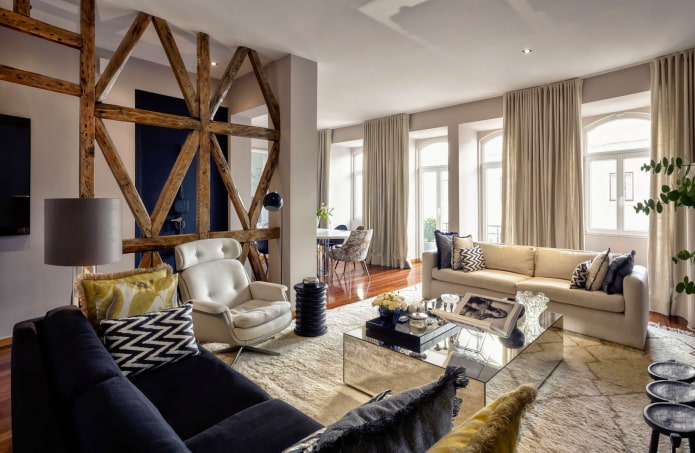 living room interior in eclectic style