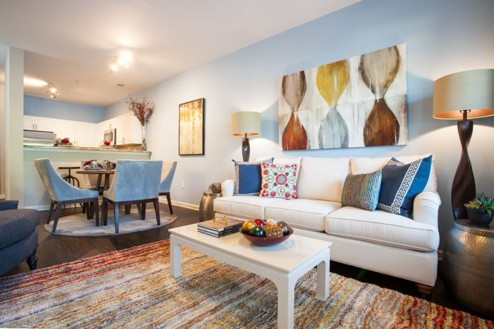 living room interior in eclectic style