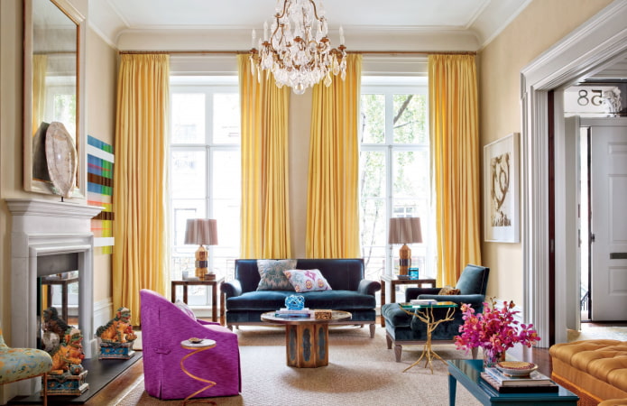 textiles in the interior in eclectic style