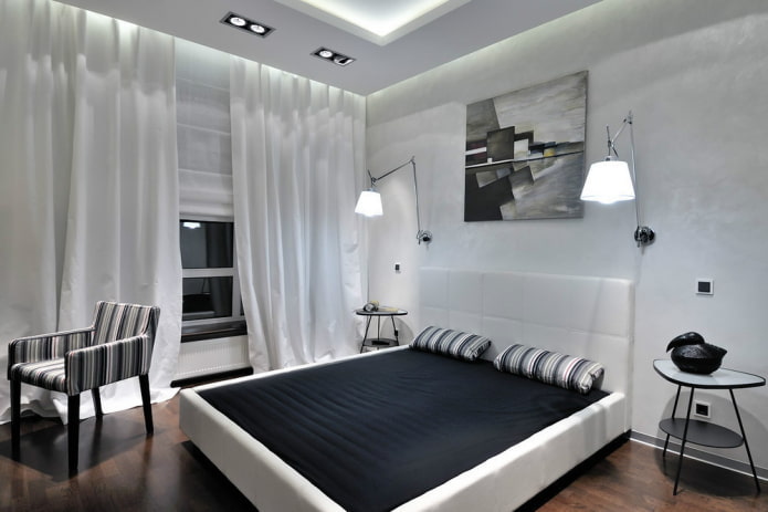 Black and white bedroom interior Black and white bedroom interior