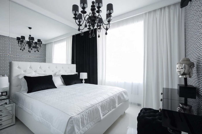 Black and white bedroom interior Black and white bedroom interior