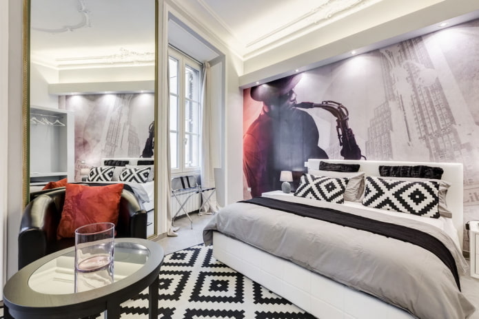 finishing the bedroom in black and white