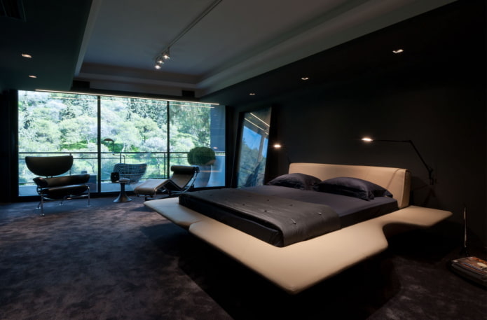 high-tech bedroom in black high-tech bedroom in black