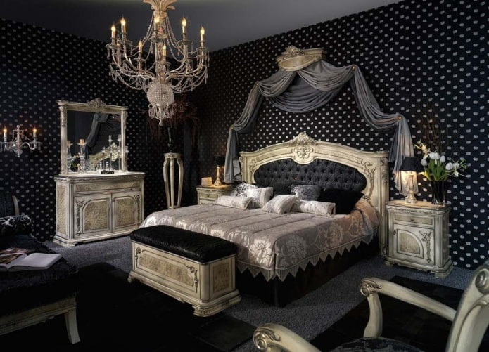 bedroom in black tones in baroque style bedroom in black tones in baroque style