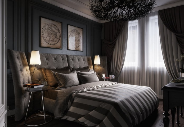 bedroom in black tones in art deco style bedroom in black tones in art deco style