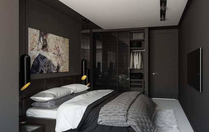 bedroom in black in modern style bedroom in black in modern style