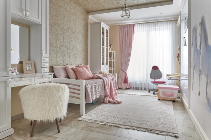 bedroom interior in pink and beige colors bedroom interior in pink and beige colors