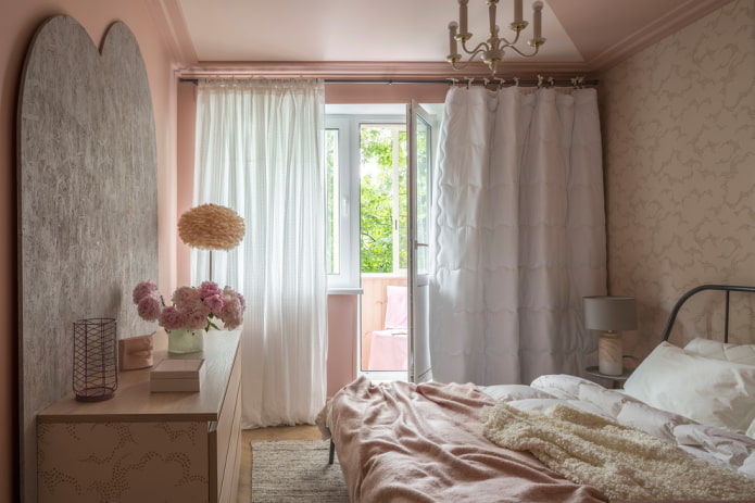 bedroom interior in pink and beige colors bedroom interior in pink and beige colors