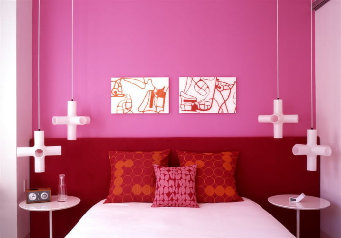 bedroom interior in pink and red colors bedroom interior in pink and red colors