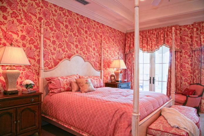 bedroom interior in pink and red colors bedroom interior in pink and red colors