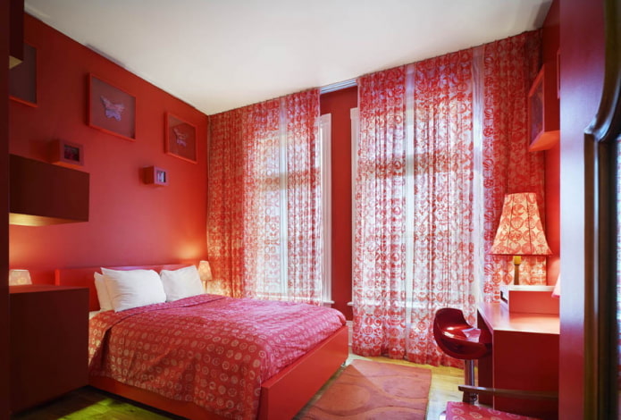 bedroom interior in pink and red colors bedroom interior in pink and red colors