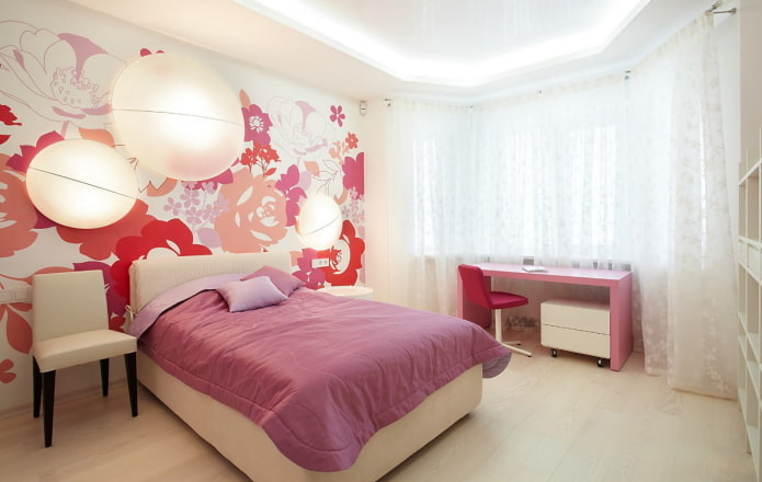 interior of a white and pink bedroom interior of a white and pink bedroom