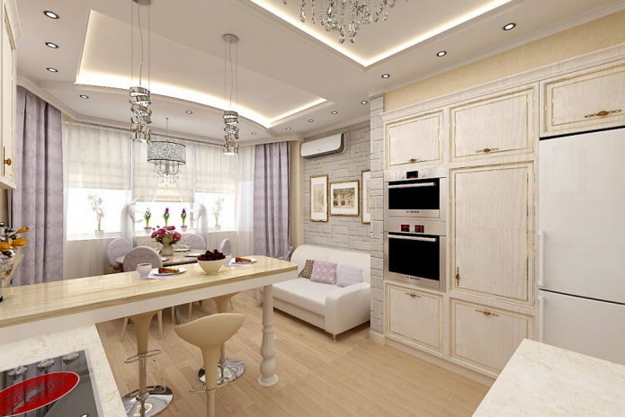 bay window in the kitchen-living room