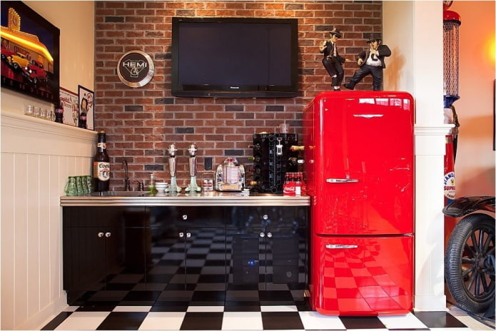 Kitchen with brickwork