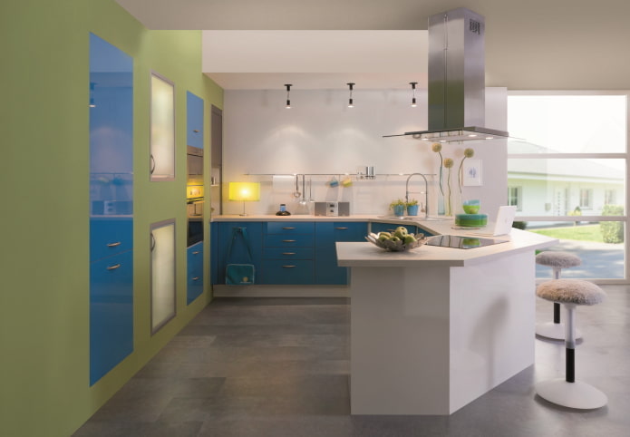 kitchen interior in blue-green tones kitchen interior in blue-green tones