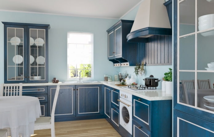 kitchen interior in blue and blue tones kitchen interior in blue and blue tones