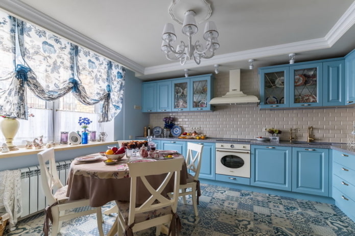 kitchen in blue tones in Provence style kitchen in blue tones in Provence style