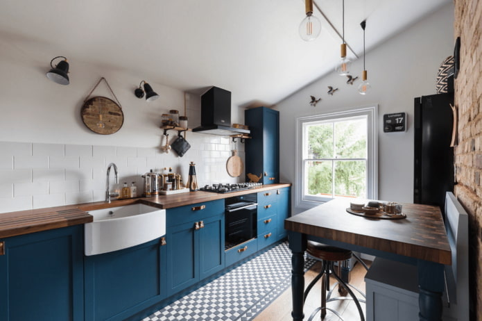 kitchen in blue tones in Scandinavian style kitchen in blue tones in Scandinavian style