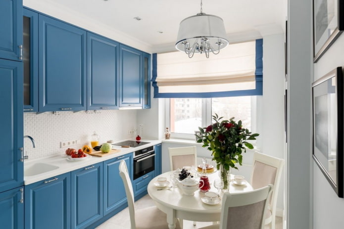 textiles in the interior of the kitchen in blue tones textiles in the interior of the kitchen in blue tones