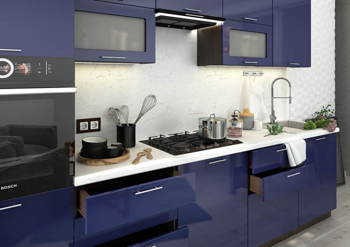 kitchen interior in blue tones kitchen interior in blue tones