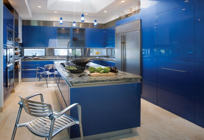 kitchen interior in blue tones kitchen interior in blue tones