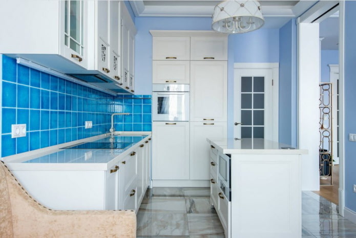 kitchen interior in blue and blue tones kitchen interior in blue and blue tones