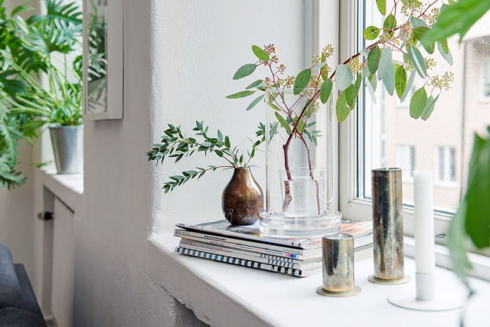 Branch in a wide vase