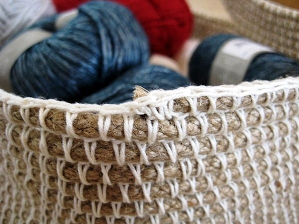 crochet jute basket crochet jute basket