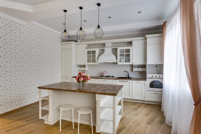 island with storage system in the interior of the kitchen