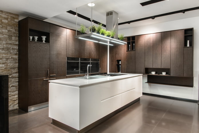 kitchen layout with an island element