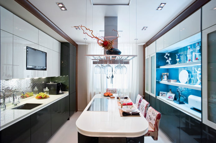 island in the interior of a small kitchen