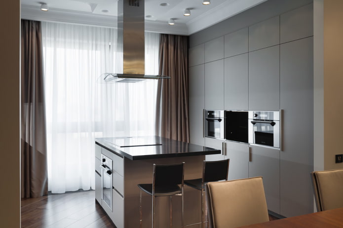 kitchen layout with an island element