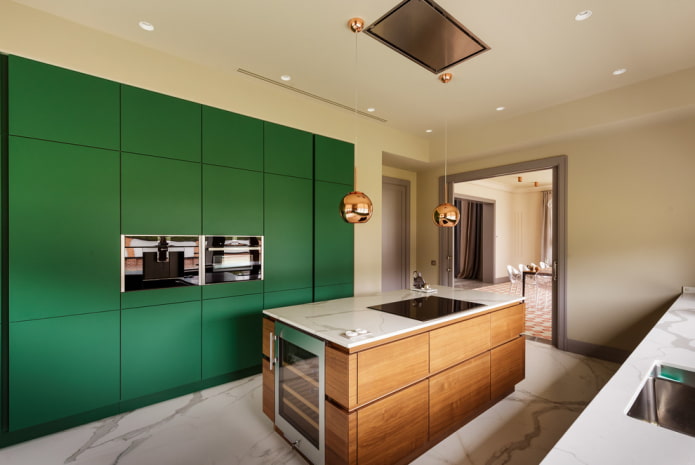 island with a working area in the interior of the kitchen