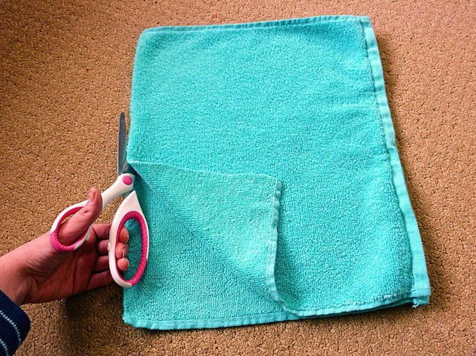 Cutting the towel Cutting the towel